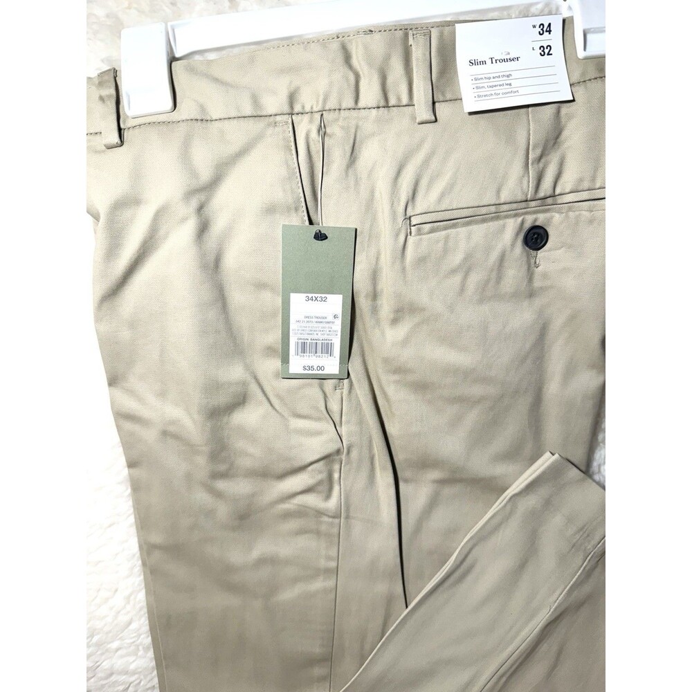 Men's Extended Tab Slim Fit Trousers Khaki - Goodfellow & Co - Size 34x32 NWT - Picture 4 of 4